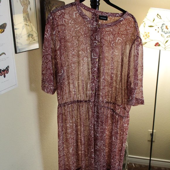 Boho Paisley Sheer Maxi Dress - Picture 1 of 8